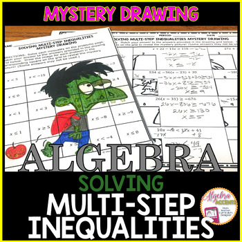 Preview of Halloween Algebra 1 Solving Multi Step Inequalities Math Activity