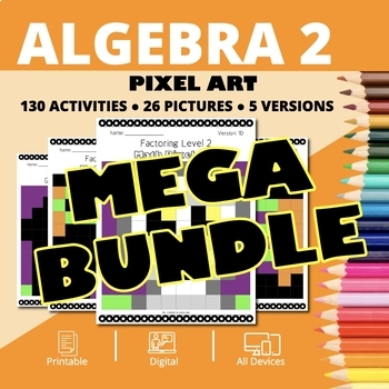 Preview of Halloween: Algebra 2 BUNDLE Math Pixel Art Activities
