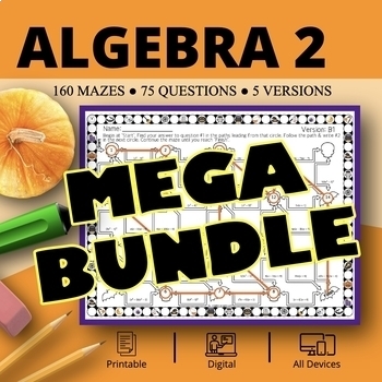 Preview of Halloween: Algebra 2 BUNDLE Maze Activity