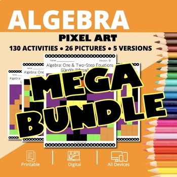 Preview of Halloween: Algebra BUNDLE Math Pixel Art Activities