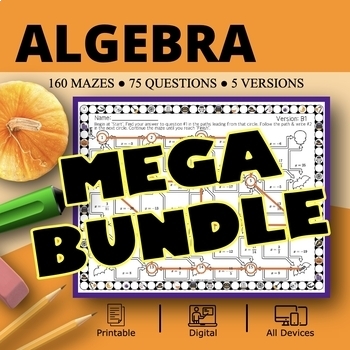 Preview of Halloween: Algebra BUNDLE Maze Activity