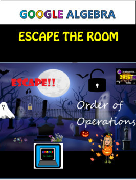 Preview of Halloween Algebra Escape the Room PEMDAS Google Slides Activity