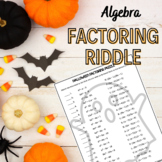 Halloween Algebra Factoring Trinomials Puzzle Riddle