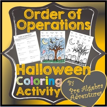 Preview of Halloween Algebra Math Coloring Activity {Order of Operations PEMDAS Worksheet}