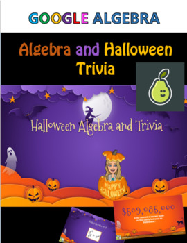 Preview of Halloween Algebra Pear Deck Trivia Google Slide Interactive Activity