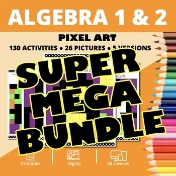 Preview of Halloween: Algebra SUPER MEGA BUNDLE Math Pixel Art Activities