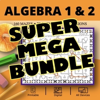 Preview of Halloween: Algebra SUPER MEGA BUNDLE Maze Activity