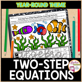 Preview of Math Algebra 1 Solving Two Step Equations Math Coloring Activity