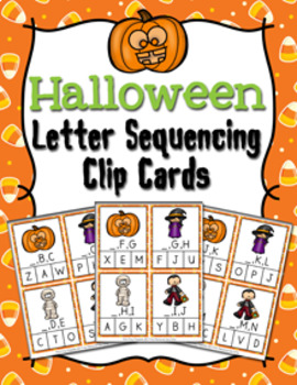 Halloween Alphabet Letter Sequencing Clip Cards by Pink Posy Paperie