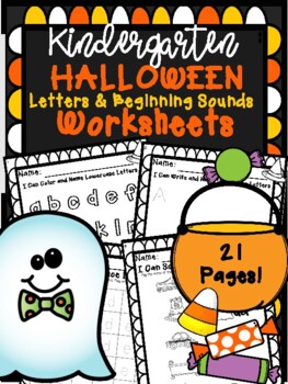 Preview of Halloween Alphabet Letters and Beginning Sounds Worksheets (Kindergarten)