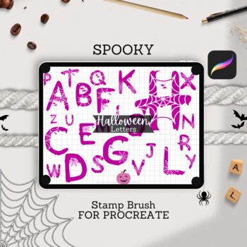 Preview of Halloween Alphabet Procreate Brush Stamp - Halloween Clipart