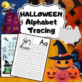 Preview of Halloween Alphabet Tracing pages (Print Handwriting Practice)