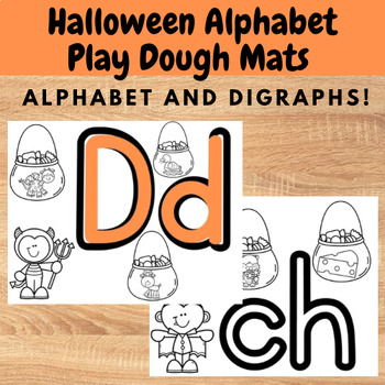 Preview of Halloween Alphabet and Digraph PlayDough Mat - Phonics Coloring pages