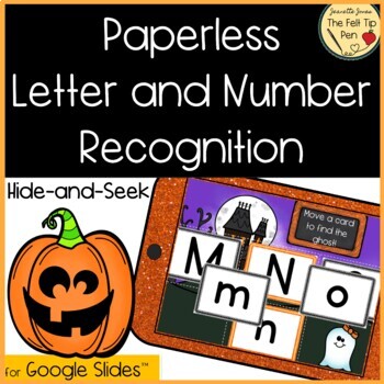 Preview of Halloween Alphabet and Number ID Game for Google Slides