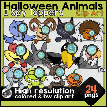 Preview of Halloween Animals I Spy Toppers Clip Art
