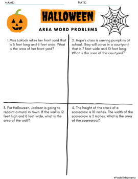 Preview of Halloween Area and Perimeter Worksheets