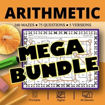 Preview of Halloween: Arithmetic BUNDLE Maze Activity
