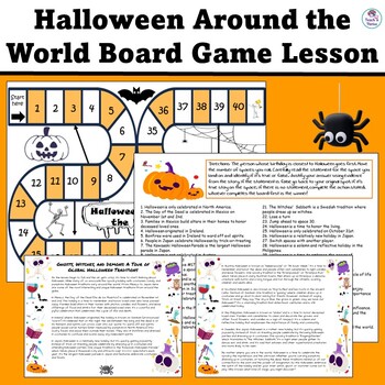Preview of Halloween Around the World Close Read and Game Fun Activity Middle & High School