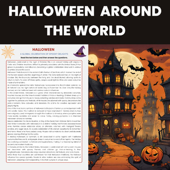 Preview of Halloween Around the World Reading Comprehension Worksheet