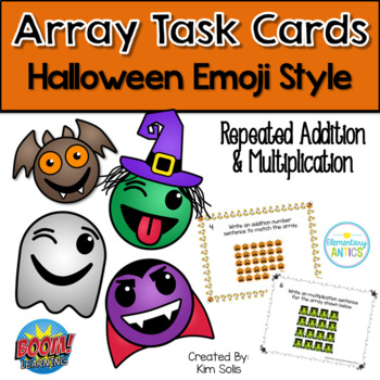 Preview of Halloween Array Task Cards - Print & Digital Boom Cards | Distance Learning