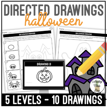 Preview of Halloween Art Directed Drawing Worksheets