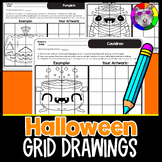 Halloween Art Grid Drawings, Drawing Skills Worksheets, 1s