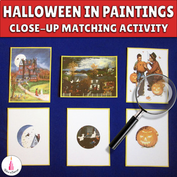 Preview of Halloween Art I Spy Montessori Activity Paintings Matching Close-Up