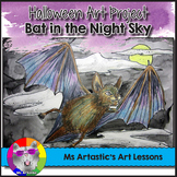 Halloween Art Lesson, Bat in the Night Sky Art Project for