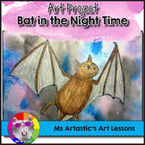 Halloween Art Lesson, Bat in the Night Time Art Project fo