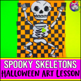 Halloween Art Lesson, Skeleton Paper Weaving Art Project Activity