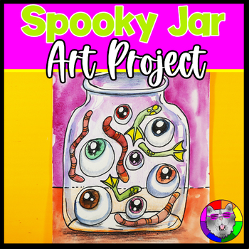 Preview of Halloween Art Lesson, Spooky Jar Artwork, 3rd to 5th Grade