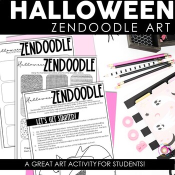 Preview of Halloween Art Project | Halloween Bulletin Board | Zentangle Art