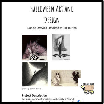Preview of Halloween Art Project High School : Lesson Inspired by Tim Burton