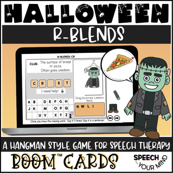 Preview of R Blends Halloween Hangman Articulation Boom Cards™ | R Blends Speech