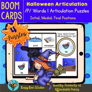 P Articulation Games Boom Cards, Halloween by Busy Bee Studio