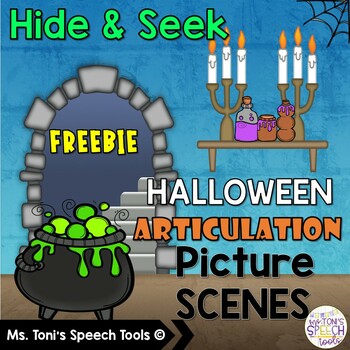 Preview of Halloween Articulation Hide and Seek Picture Scene Freebie