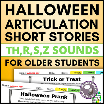 Preview of Halloween Articulation Stories for TH, R, S, & Z Sounds for Speech (NO PREP!)