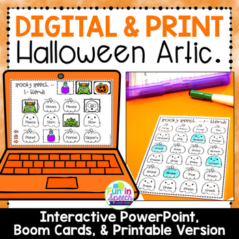 Preview of Print and Digital No Print Halloween Articulation Worksheets