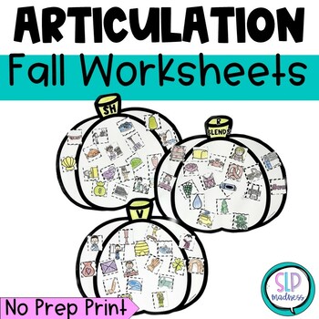 Preview of Halloween Articulation Worksheets and Craftivity  Fall Speech Therapy Activities