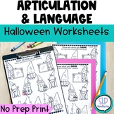 Halloween Articulation and Language Worksheets  l No Prep 