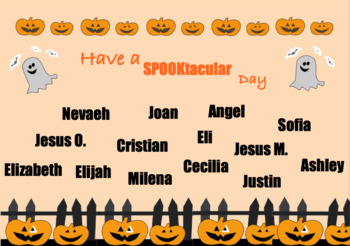 Preview of Halloween Attendance for SmartBoard