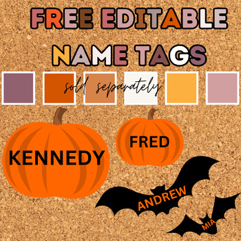 Preview of Halloween/Autumn EDITABLE Name Tags
