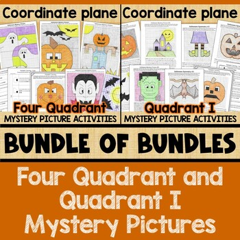 Preview of Halloween BIG BUNDLE of Coordinate Plane Mystery Graphing Picture Activities