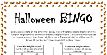 Preview of Halloween BINGO Data, Board, and Answers
