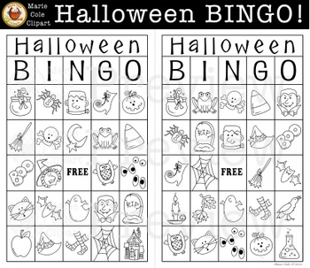 Halloween BINGO! Printable Game [Marie Cole Clipart] by Marie Cole Clipart