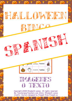 Halloween Bingo Espanol 4 Tipos De Cartas Tabla Fichas Flashcard Ele A1 B1