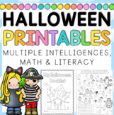Halloween Activities Math and Literacy Printables
