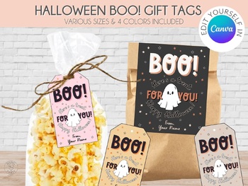 Preview of Halloween BOO! Gift Tag | Canva Template Halloween Party Favor | Halloween Tag