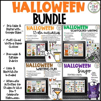 Preview of Halloween BUNDLE | ELA | Distance Learning | Digital & Printable | Google
