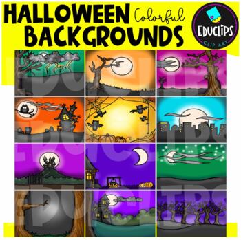 Preview of Halloween Colorful Backgrounds Clip Art Set {Educlips Clipart}